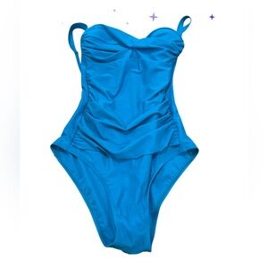 NWT Pursuit One Piece Cinched Swimsuit Women’s Size 14 Blue Teal‎